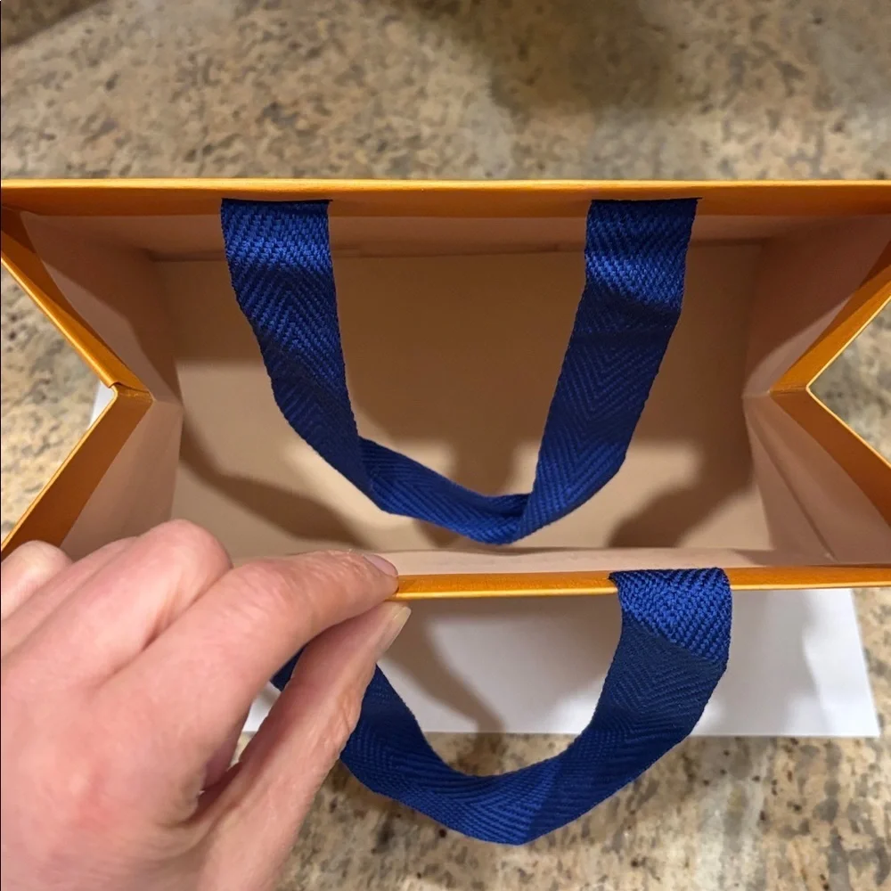 Louis Vuitton Bold Orange Bag with Blue Handles